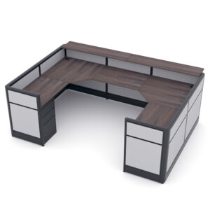 Reception Cubicle with Countertop and Storage Pedestals | Emerald Cubicle Collection | 9x6x39"H