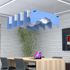 Noise Absorbing Baffle System | Sound Reducing Baffles Sky Design | 5' L | Multiple Colors Available