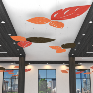 Set of 9 Acoustic Ceiling Panels | Leaf Shaped | Mixed Sizes and Colors