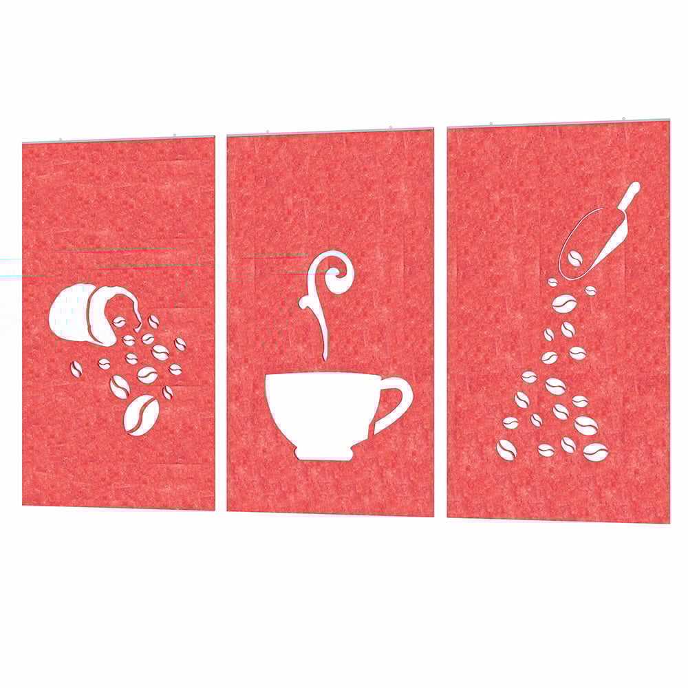 eSCAPE Series Coffee Shop Acoustic Art | 3-Piece Suspended Panels | 141"W x 84"H | Available in 15 Colors - Image 2