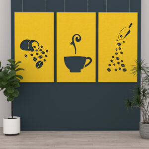 eSCAPE Series Coffee Shop Acoustic Art | 3-Piece Suspended Panels | 141"W x 84"H | Available in 15 Colors