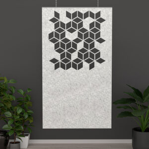 eSCAPE Series Hanging Acoustical Panel | Falling Cubes | 47"W x 84"H | 15 Colors Available