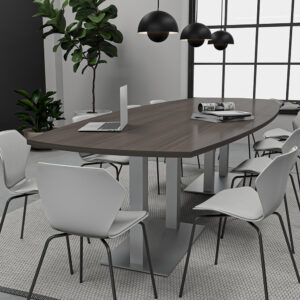 10-Foot Arc Boat Conference Room Table with Metal Bases | Harmony Conference Series | 10 Person Table