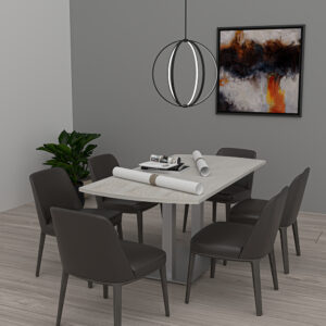 6-Person Arc Rectangle Conference Table with Square Metal Base | Harmony Conference Series | 6'