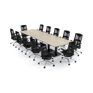 12 Person Conference Table And Executive Chairs Bundle | 12' Arc-Rectangle Shaped Conference Table With Ergonomic Chairs