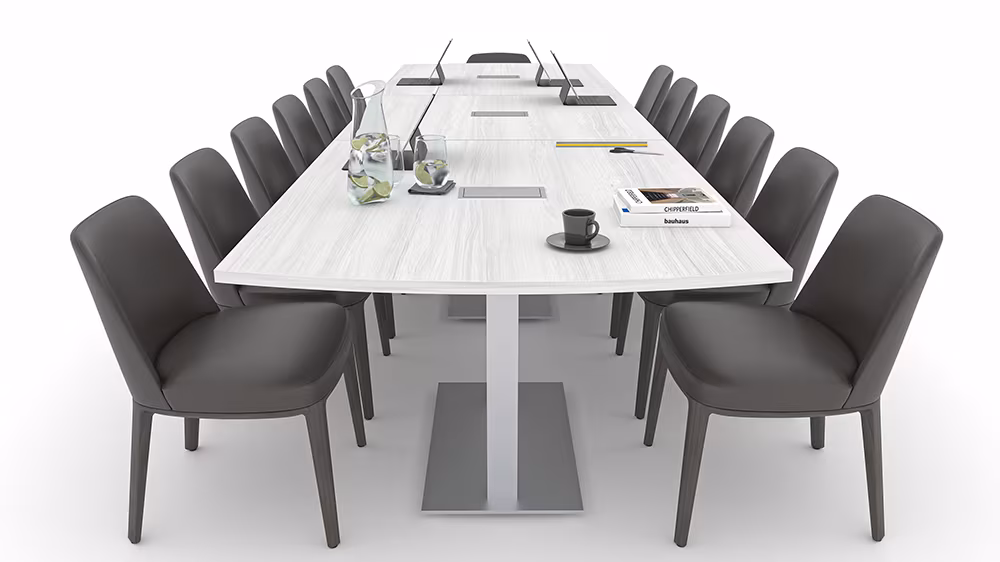 14-Person Conference Table with Metal Base | Harmony Conference Series | 4'x14' Meeting Room Table - Image 2