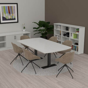 Complete Conference Room Set Up | 7' Conference Table | 2-Door Credenza | Set of 3 Bookshelves 24'W X 48"H