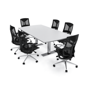 6 Person Conference Room Table And Chairs Bundle | 7' Arc Rectangle Harmony Conference Series Table and 6 Ame Executive Chairs