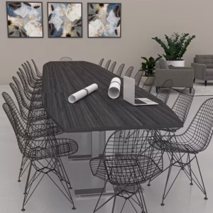 22-Foot Boat Shaped Conference Table with Metal T Bases | Harmony Conference Series | 22 Person Boardroom Table