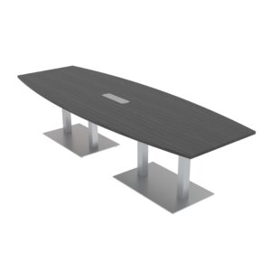 10-Person Boat Conference Table with Metal Bases | Harmony Conference Series | 10' Table with Rotating Electrical Module