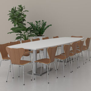 12-Person Boat-Shaped Conference Table with Metal Bases | Harmony Conference Series | 12'