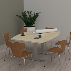 6-Foot Boat Shaped Conference Table with Metal T Bases | Harmony Conference Series | 6 Person Table