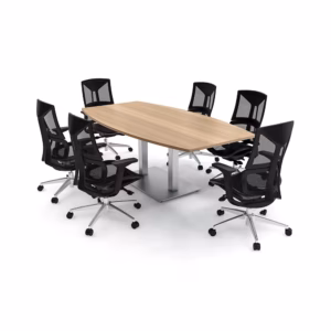 6 Person Conference Room Table And Chairs Bundle | 7' Boat Shaped Harmony Conference Series Table and 6 Ame Executive Chairs