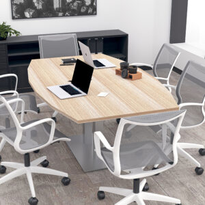 6-Person Boat-Shaped Conference Table with Metal Base | Harmony Conference Series | 6' Table