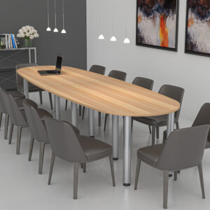 12 Person Boval Conference Table with Metal Post Legs | Harmony Conference Series | 12'
