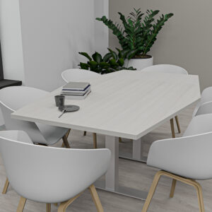 6 Foot Hexagon Conference Room Table with Metal T-Post Legs | Harmony Conference Series | 6 Person Table