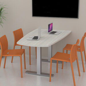 Arc Boat Huddle Table with Metal T Bases | 4 Person | Wall Mounted | 3X5