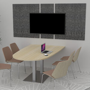 6-Person Boval Collaboration Table with Square Metal Base |  Wall Mounted Huddle Table | 4X6