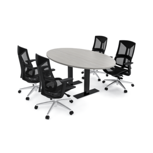 4 Person Oval Conference Room Table And Chairs Bundle | Harmony Series 6' Oval Conference Table and 4 Ame Executive Chairs
