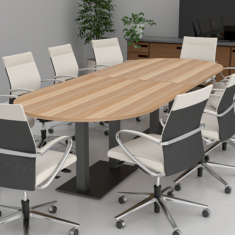 10-Person Racetrack Conference Table with Metal Bases | Harmony Conference Series | 10' Racetrack Conference Table - Image 2