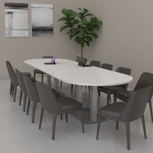 12-Person Racetrack Conference Table with Metal Bases | Harmony Conference Series | 12' Table