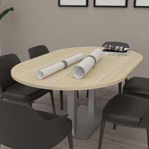 6 Foot Racetrack Shaped Conference Table with Metal Base | Harmony Conference Series | Seats 6