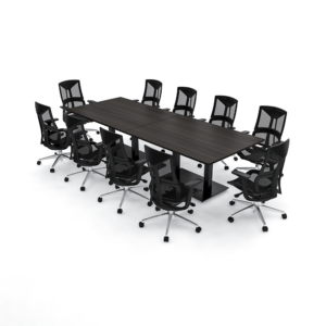 Complete 10 Person Conference Room Set | 10' Rectangular Conference Table With Black Executive Chairs Bundle