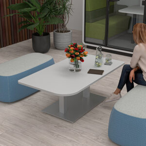 Office Coffee Table | 34"x60" Coffee Table With Double Post Base | Harmony Series Office Table | Available In 2 Shapes