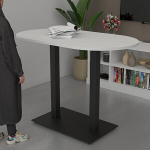 Bistro Office Table | 34"x60" Standing Height Meeting Table With Double Post Base | Harmony Series Office Table | Available In 8 Shapes