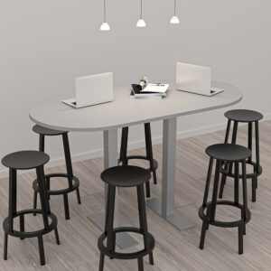 34"x70" Standing Height Meeting Table | Bistro Table With Metal T Legs Base | Harmony Series Office Table | Available In 8 Shapes