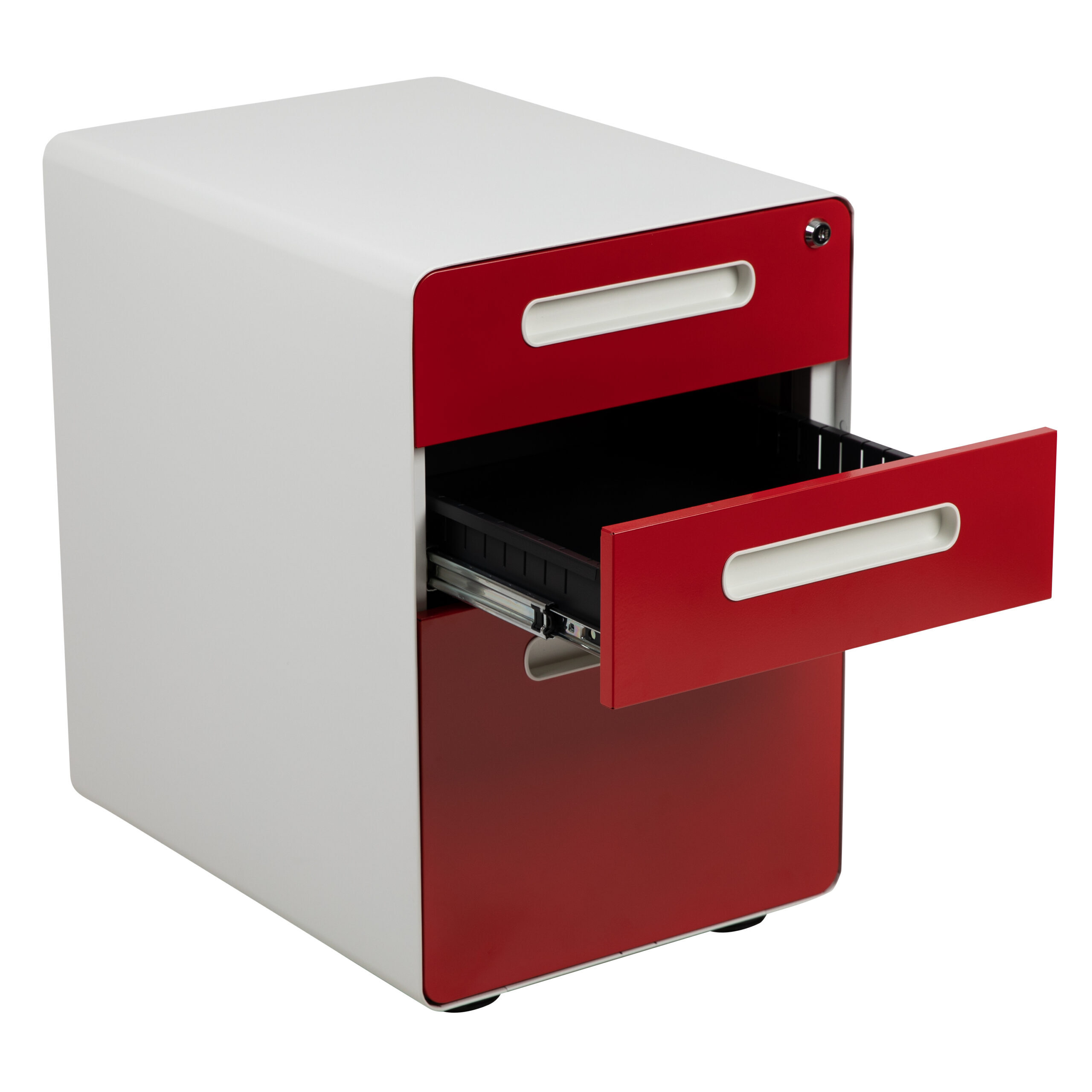 2-Color Ergonomic 3-Drawer Mobile Locking Filing Cabinet - 2 Color Options | Rolling File Cabinet - Image 13