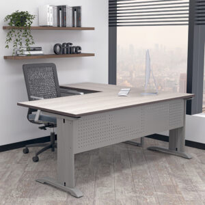 Indigo Series L-Shaped Laminate Office Desk with C-Legs | 6x6 | 8 Laminate Options