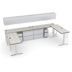 Executive L-Shaped Desk Suite With Sit to Stand Desk | Indigo Desk Series | 6x7