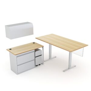 Office Suite with Straight Sit to Stand Desk | 6x7 | Indigo Desk Series