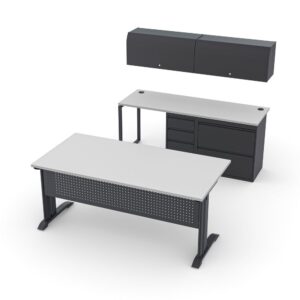 Executive Desk Suite with Overhead Bin | Indigo Desk Series | 8x6