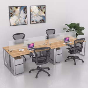 Nova Desking System with Acrylic Privacy Screens | Seats 4