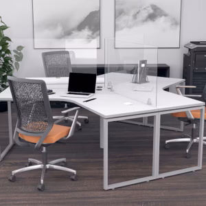 Nova Desking System 120 Degree Workstations with Privacy Screens | Seats 3