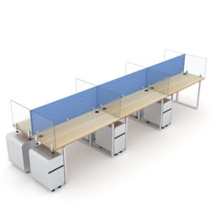 Nova Desking System with eSCAPE Desk Dividers | Seats 6