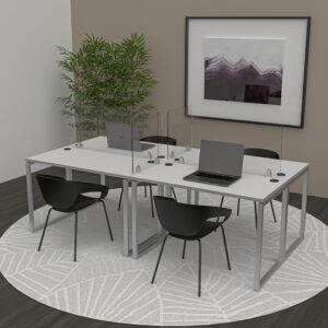 Nova Desking System with Acrylic Privacy Screens | 24x48 | Seats 4 | 8 Colors Available