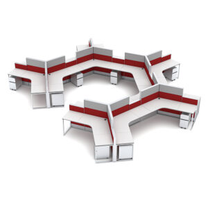 15-Person 120 Degree Cubicle Workstations | Sapphire Cubicle System | 3x2x52-39"H