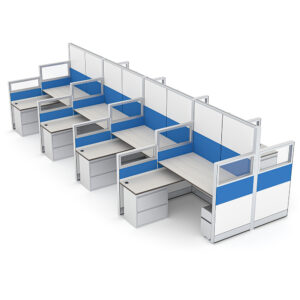8-Person Call Center Cubicles | Sapphire Cubicle System | 12x25x84-65-52"H