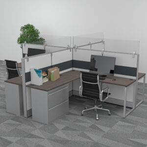 4-Person Cubicles with Acrylic Screens | Sapphire Cubicle System | 6x6x52"H