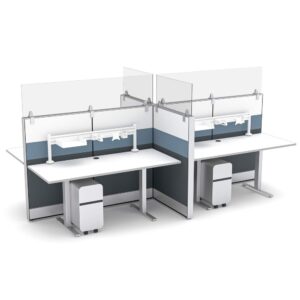 4-Person Back-to-Back Workstations w/ Accessories | Sapphire Cubicle System | 6'x6'x52"H