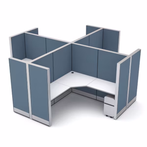 4-Person Modular Office Workstations | Sapphire Cubicle System | 6x6x65"H