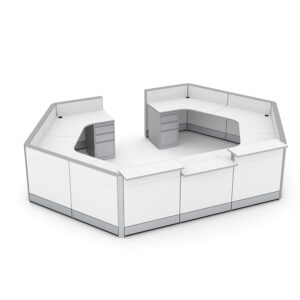Round Reception Desk | ADA Compliant | Sapphire Cubicle System | 10x15x39H-32H