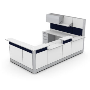 Modern ADA Reception Desk | Sapphire Cubicle System | 7x10x65"-39"-32"H