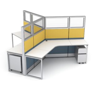 120 Degree Modular Workstation | Sapphire Cubicle System 5x5x65"H | 3-Person
