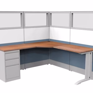 Modern Cubicle Workstation with Desk | Sapphire Cubicle System | 6x6x65"H