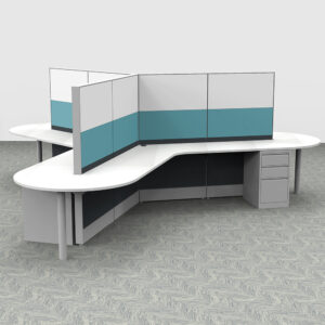 120 Degree Cubicles | Sapphire Cubicle System | 6x6x65"H | 3-Person