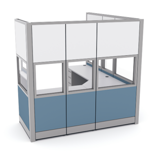 Workstation Cubicle with L-Shaped Desk | Sapphire Wall System | 7' x 8' x 84"H
